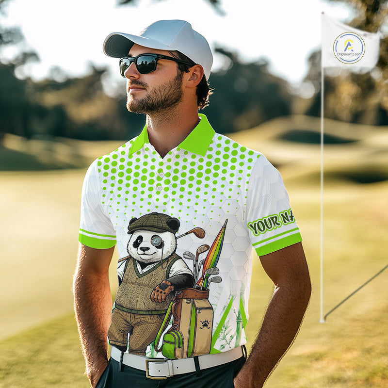 Personalized Vintage Panda Gentleman Golf Polo, Performance Golf Jersey For Men NHT957