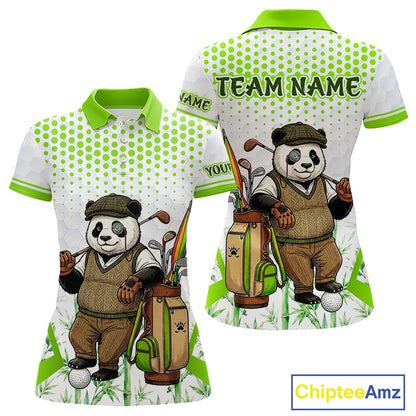 Personalized Vintage Panda Gentleman Golf Polo, Performance Golf Jersey For Womens