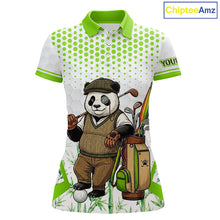 Load image into Gallery viewer, Personalized Vintage Panda Gentleman Golf Polo, Performance Golf Jersey For Womens