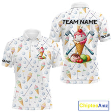 Load image into Gallery viewer, Funny Ice Cream Mens Golf Polo Shirts Jersey – Personalized Team Name Golf Shirt NHT809