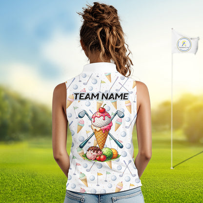 Funny Ice Cream Sleeveless Women Golf Polo Shirts Jersey – Personalized Team Name Golf Shirt NHT809