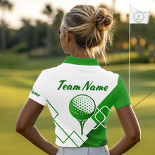 Load image into Gallery viewer, Personalized Polo Golf Shirts Custom For Womens White And Green Golf Shirts Team Golf Jersey NHT592