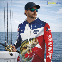 Load image into Gallery viewer, Hooded Design Texas Flag Bass Performance Fishing Shirts, Custom Texas Bass Fishing Jersey NHT609