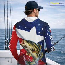 Load image into Gallery viewer, Hooded Design Texas Flag Bass Performance Fishing Shirts, Custom Texas Bass Fishing Jersey NHT609