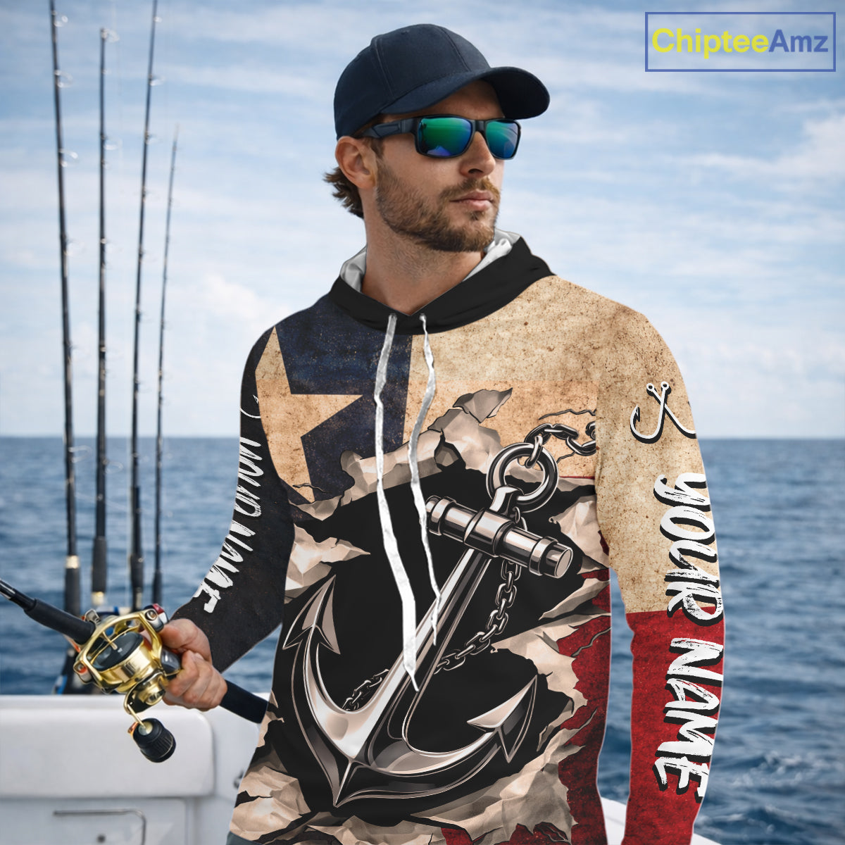 Patriotic Anchor Fishing Shirts Long Sleeve Hooded – Texas Flag Vintage Anchor Fisherman Shirt NHT610