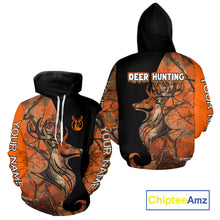 Load image into Gallery viewer, Deer Hunting Big Game Black Camo Orange Custom Name 3D All Over Print Shirts, Hunting Gift NHT267