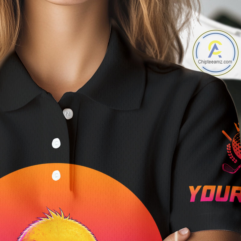 Personalized Funny Duck Cool Womens Golf Polo Shirt – Vintage Neon Golf Design