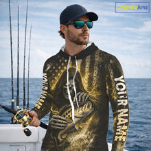 Load image into Gallery viewer, Hooded Custom Team Name Grim Reaper Bass Fishing With American Flag - Patriotic Bass Fishing Jersey|Blue NHT631