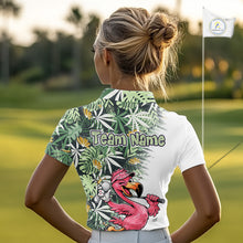 Load image into Gallery viewer, Funny Pink Flamingo Green Tropical Pattern Golf Polo Shirt Custom Golf Shirts For Womens NHT648