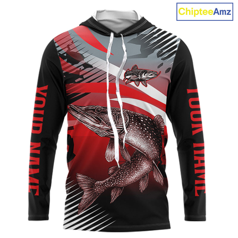 Custom Pike Long Sleeve Performance Fishing Shirts, Pike Fishing Shirt For Men NHT443