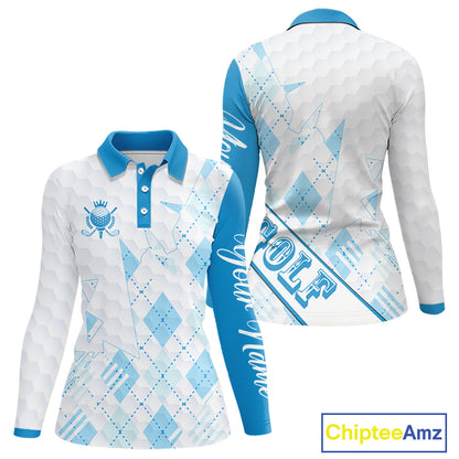 Personalized Womens Golf Shirt Argyle Style – Custom Name Polo, Gift For Mom, Golfer Gift Idea NHT671