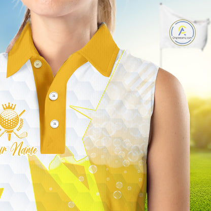Personalized Womens Sleeveless Golf Shirt Beer Style – Custom Name Polo, Gift For Mom, Golfer Gift Idea NHT672