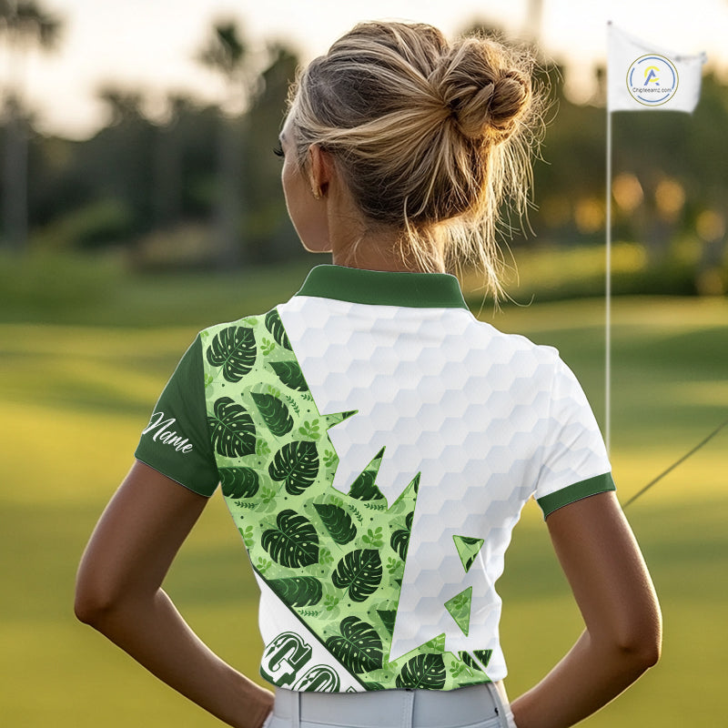 Personalized Womens Golf Shirt Tropical Style – Custom Name Polo, Gift For Mom, Golfer Gift Idea NHT673