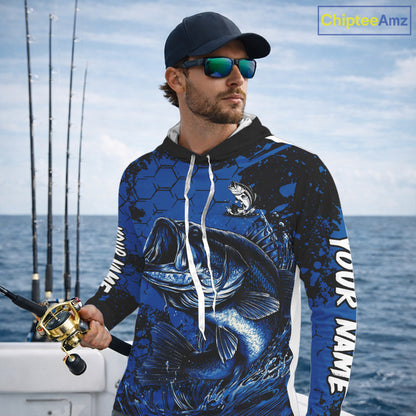 Personalized Bass Fishing Jerseys For Fishing Team, Bass Fishing Shirts Hooded Long Sleeve NHT526
