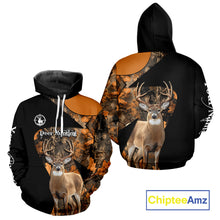 Load image into Gallery viewer, Deer Hunting Shirt Black Camo Orange 3D Custom Name, Season Deer Hunting NHT295