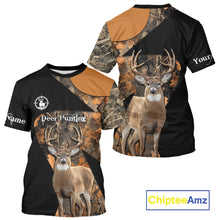 Load image into Gallery viewer, Deer Hunting Shirt Black Camo Orange 3D Custom Name, Season Deer Hunting NHT295