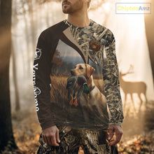 Load image into Gallery viewer, Yellow Lab Duck Hunting Camo Shirt, Personalized Waterfowl Hunting Clothes For Hunters NHT226
