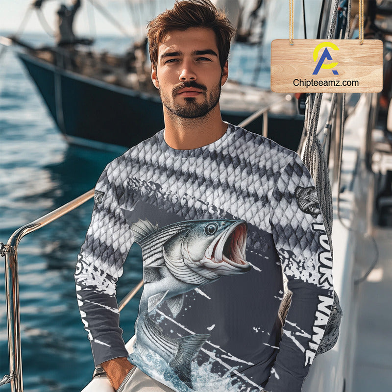 Striped Bass Striper Fishing Custom Performance Fishing Shirts, Fishing Jersey Shirt NHT537