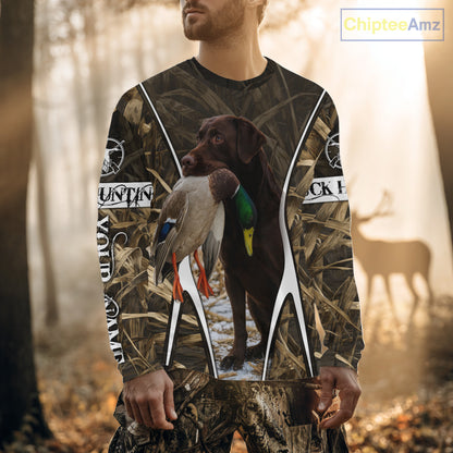 Duck Hunting Chocolate Lab 3D All Over Printed Camouflage Shirts, Duck Hunting Clothes NHT146