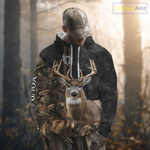 Load image into Gallery viewer, Personalized Deer Hunting Black Brown Camo Shirts,  Whitetail Deer Hunting Gift NHT311