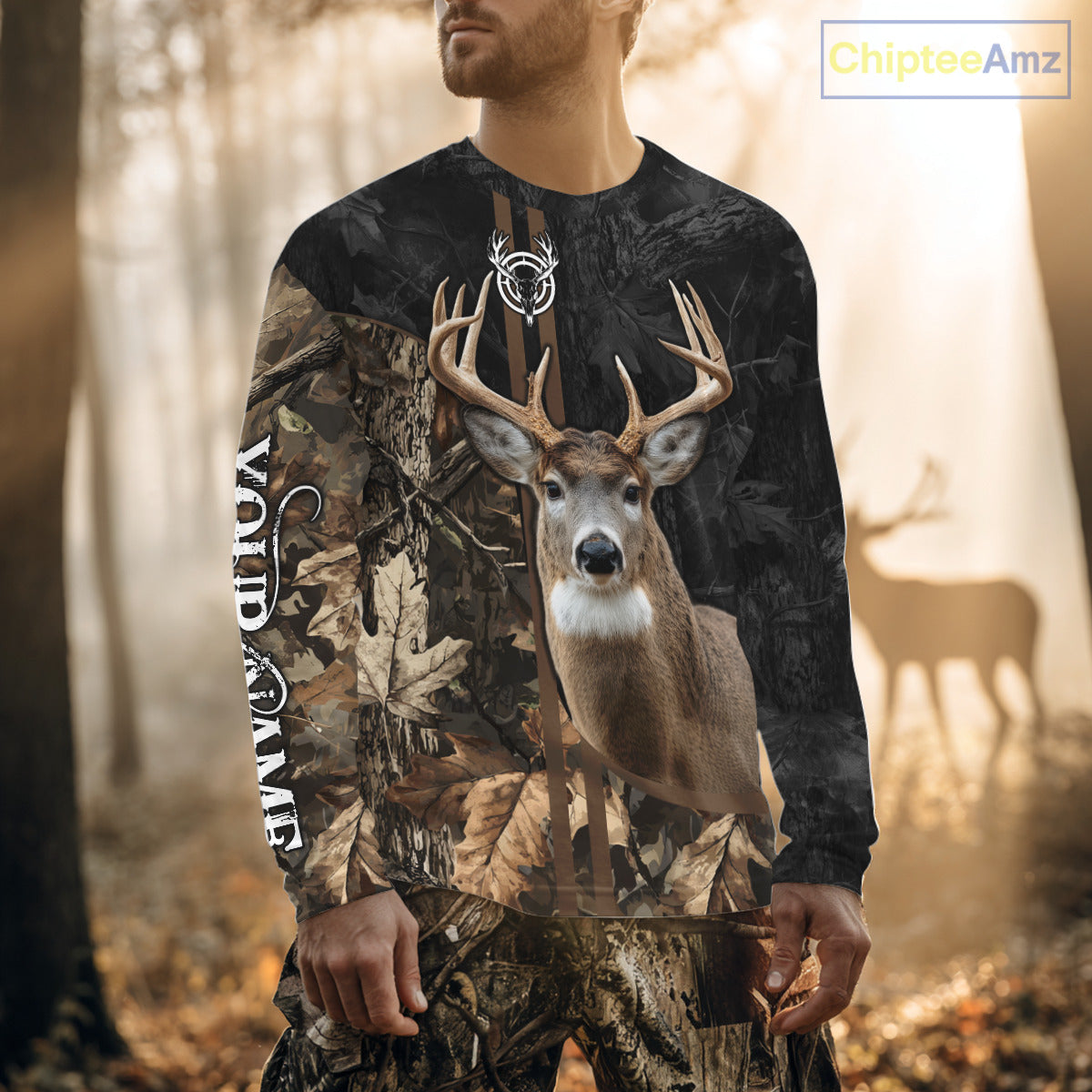 Personalized Deer Hunting Black Brown Camo Shirts,  Whitetail Deer Hunting Gift NHT311