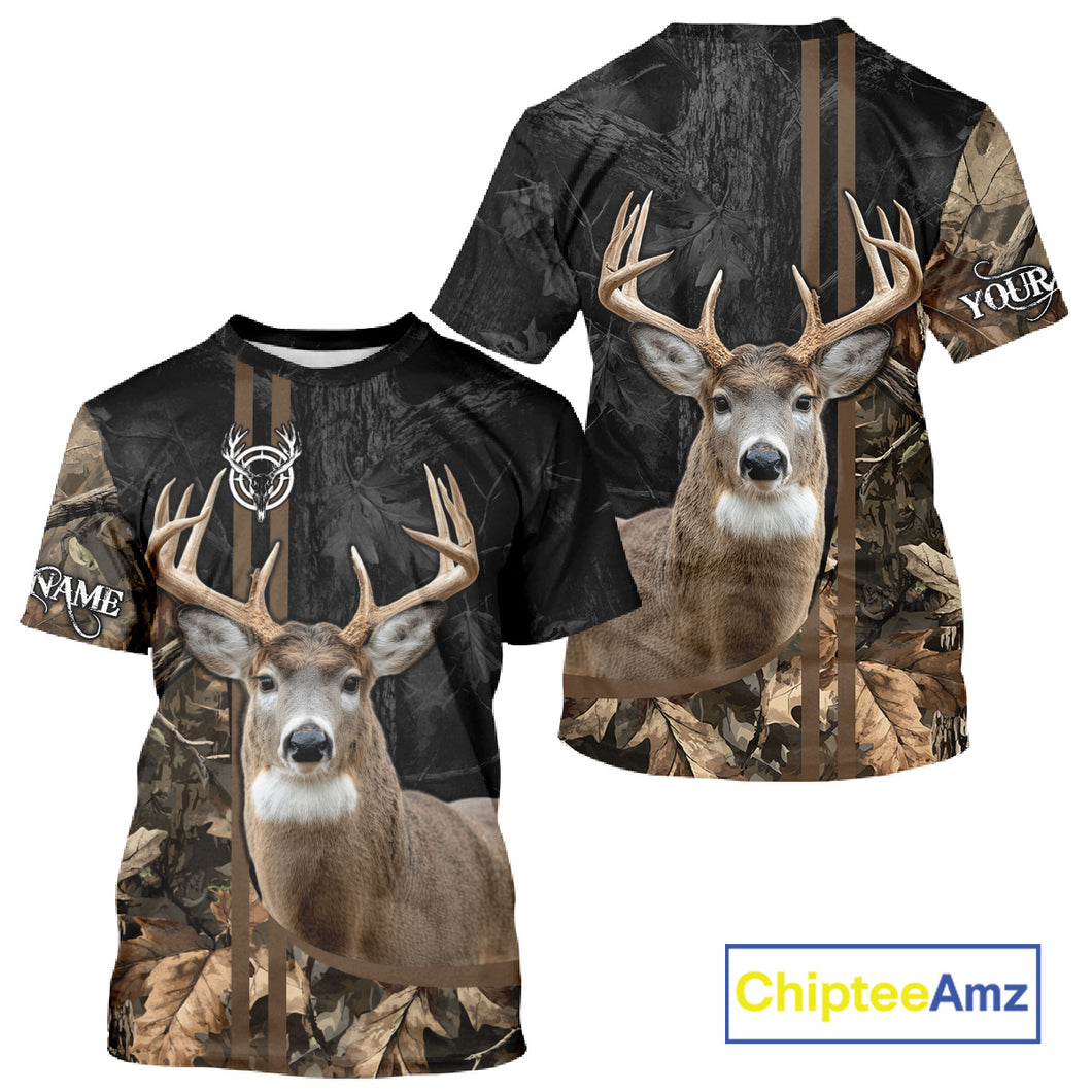 Personalized Deer Hunting Black Brown Camo Shirts,  Whitetail Deer Hunting Gift NHT311