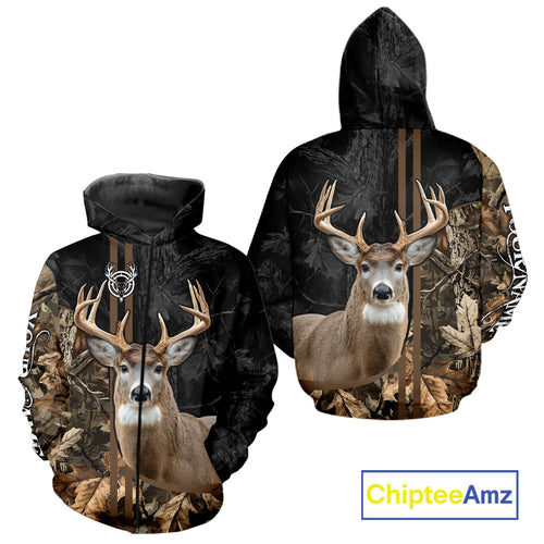 Personalized Deer Hunting Black Brown Camo Shirts,  Whitetail Deer Hunting Gift NHT311