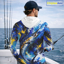 Load image into Gallery viewer, Custom Marlin Fishing Jersey – Saltwater Fishing Shirt Long Sleeve Hooded For Men