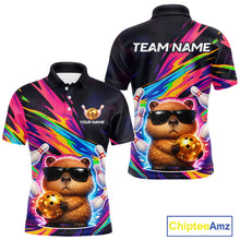 Load image into Gallery viewer, Colorful polo shirt with capybara design and 'Team Name' text on a white background