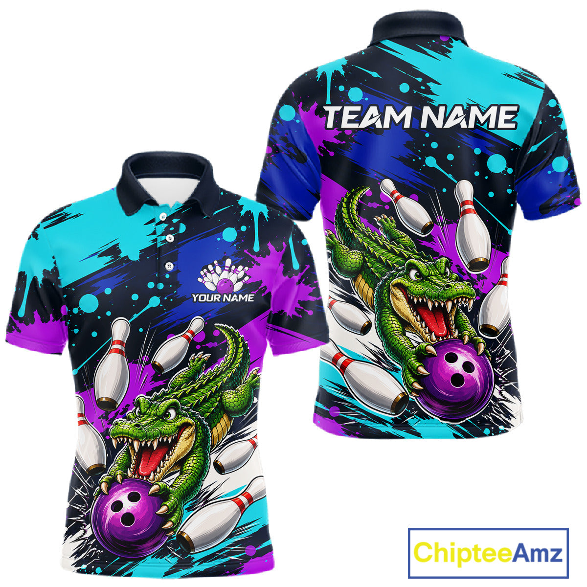 Custom Angry Alligator Bowling Jersey For Men, Bowling Uniform Bowling Team Shirts 