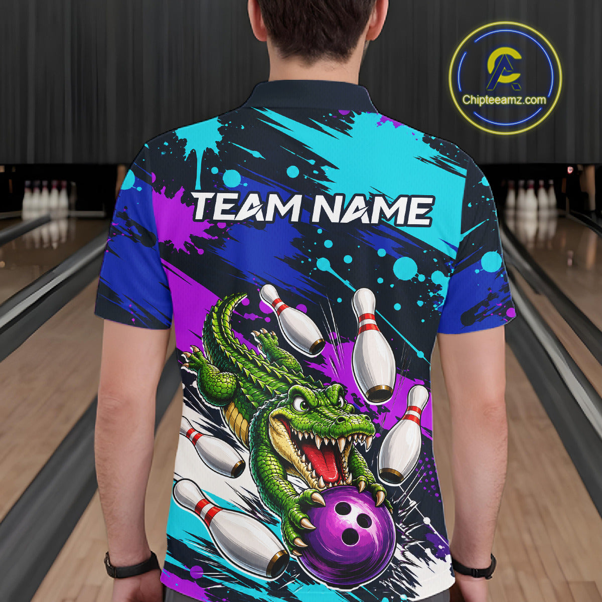 Custom Angry Alligator Bowling Jersey For Men, Bowling Uniform Bowling Team Shirts 