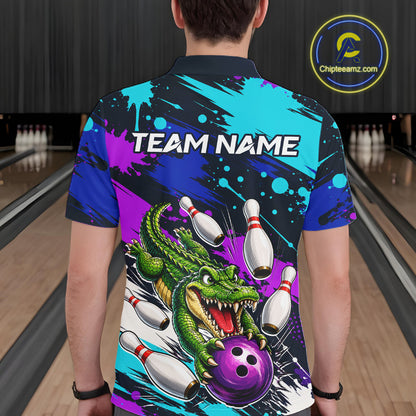 Custom Angry Alligator Bowling Jersey For Men, Bowling Uniform Bowling Team Shirts 