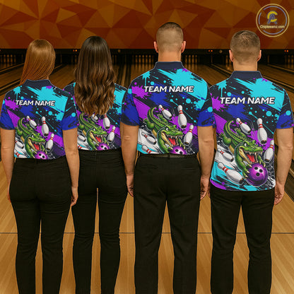 Custom Angry Alligator Bowling Jersey For Men, Bowling Uniform Bowling Team Shirts NHT1172