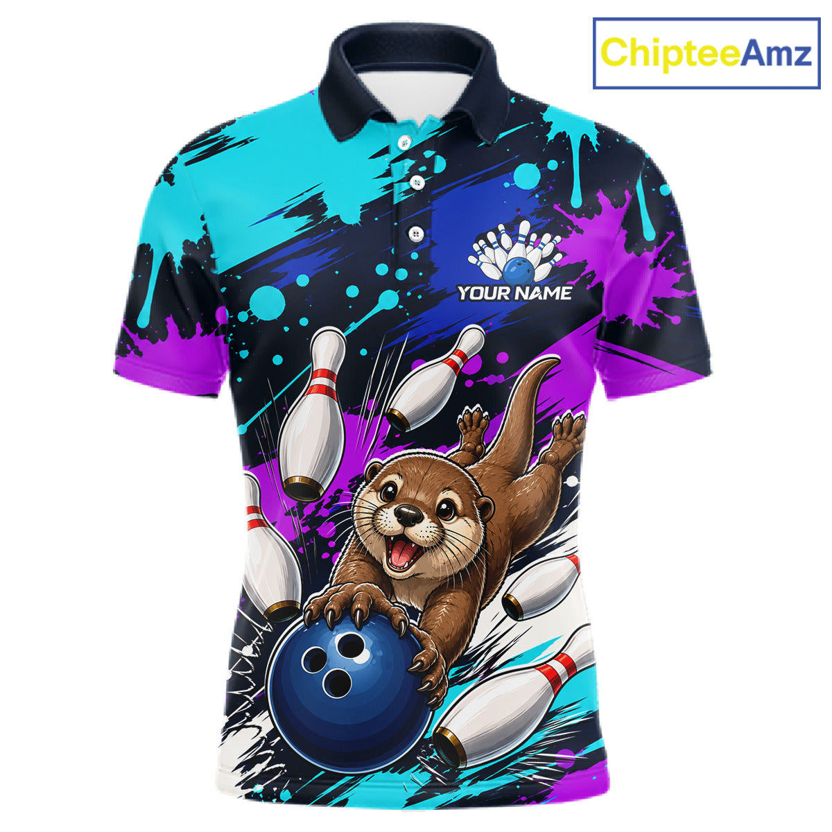 Custom Cute Otter Bowling Jersey For Men, Bowling Uniform Bowling Team Shirts 