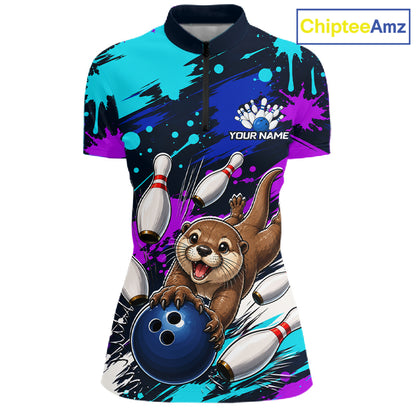 Colorful shirt with an otter bowling design and 'ChipteeAmz' branding.