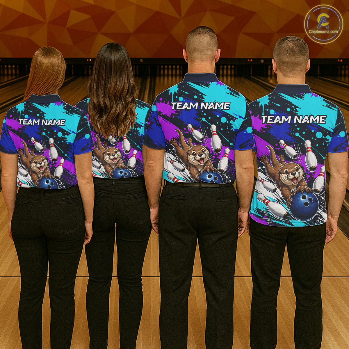 Custom Cute Otter Bowling Jersey For Men, Bowling Uniform Bowling Team Shirts NHT1173