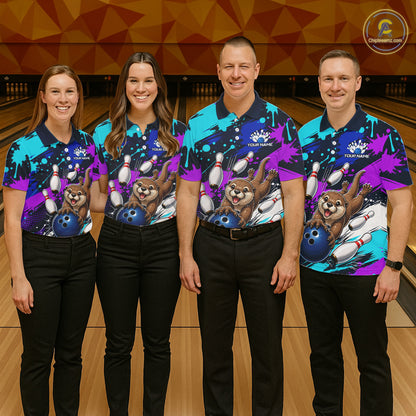 Custom Cute Otter Bowling Jersey For Men, Bowling Uniform Bowling Team Shirts NHT1173