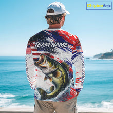 Load image into Gallery viewer, Patriotic Bass Fishing Tournament Shirts, Personalized American Flag Bass Fishing Jerseys NHT497