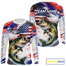 Load image into Gallery viewer, Patriotic Bass Fishing Tournament Shirts, Personalized American Flag Bass Fishing Jerseys NHT497