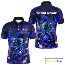 Load image into Gallery viewer, Men's octopus bowling polo shirt – custom team jersey close-up