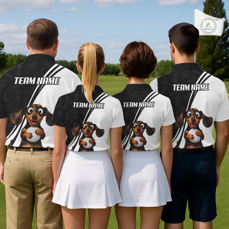 Personalized Dachshund Men Golf Polo Shirt , Funny Dog Golf Shirt, Gift For Golfer NHT1307