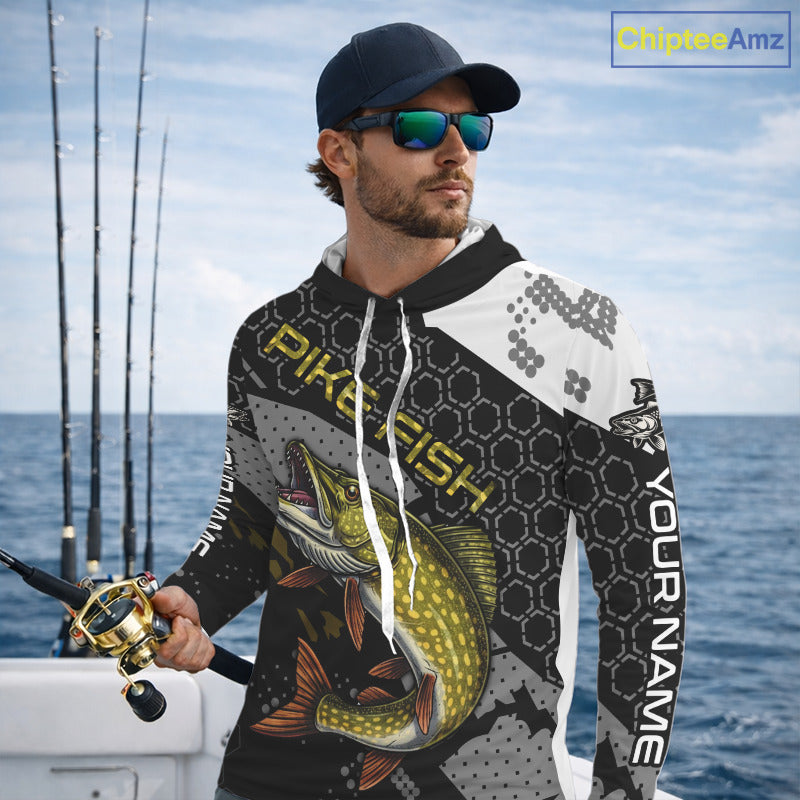Custom Pike Long Sleeve Fishing Shirts For Men, Design Pike Fishing Jerseys NHT446