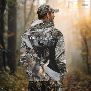 Whitetail Deer Hunting 3D All Over Print Winter Camo Shirt Custom Name Gifts For Hunter NHT215