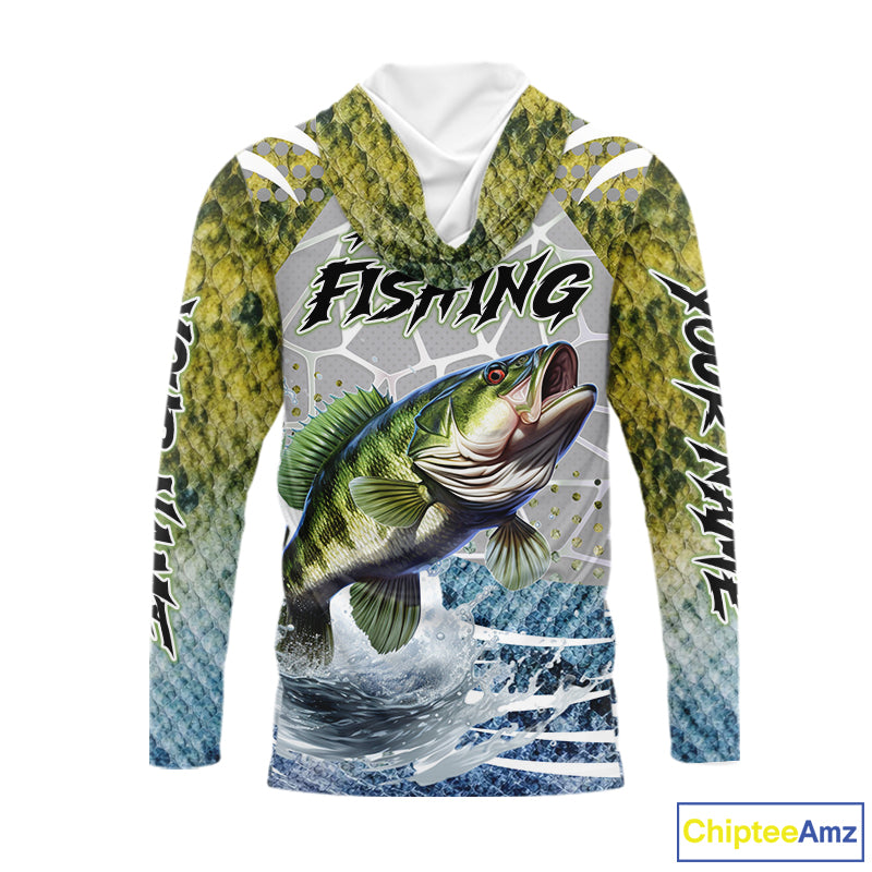 Beautiful Bass Fishing Shirts Long Sleeve Hooded Customize Name Fishing Personalized Gift NHT404