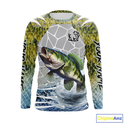 Beautiful Bass Fishing Shirts Long Sleeve Customize Name Fishing Personalized Gift NHT404