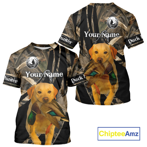 Yellow Lab Duck Hunting Camo Shirt – All Over Print Design, Perfect Gift for Hunters NHT227