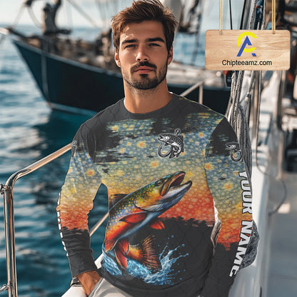 Brook Trout Fishing Shirt Long Sleeve Custom Fishing Jerseys, Trout Fishing Shirts NHT417