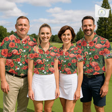 Load image into Gallery viewer, Custom Hibicus Flamingo Floral Golf Polo Shirts For Men, Flower Golf Team Shirts NHT540