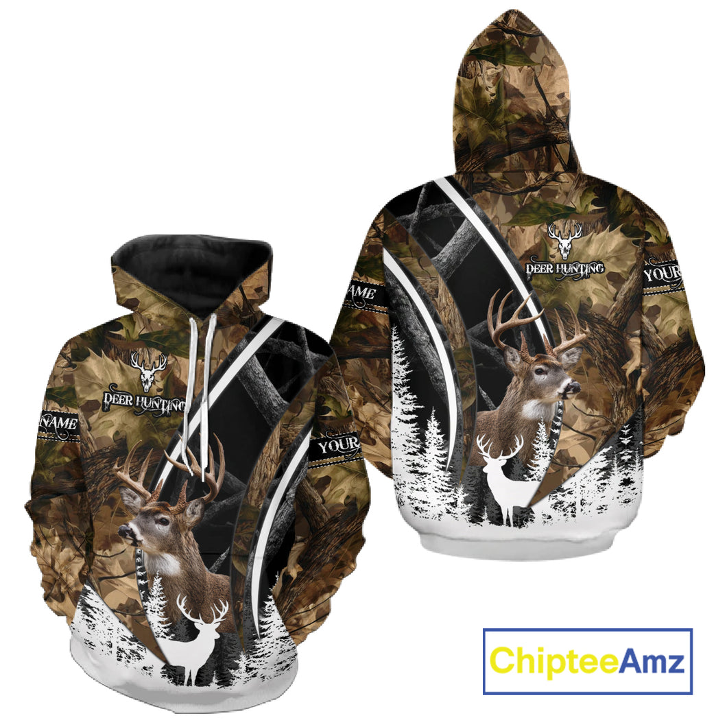 Forest Camo Deer Hunting 3D Shirt – Custom Name Personalized Gift NHT299