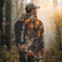Load image into Gallery viewer, Deer Hunting Shirt 3D Orange Camo Black Custom Name With Deer Skull Whitetail, Hunting Gift NHT236